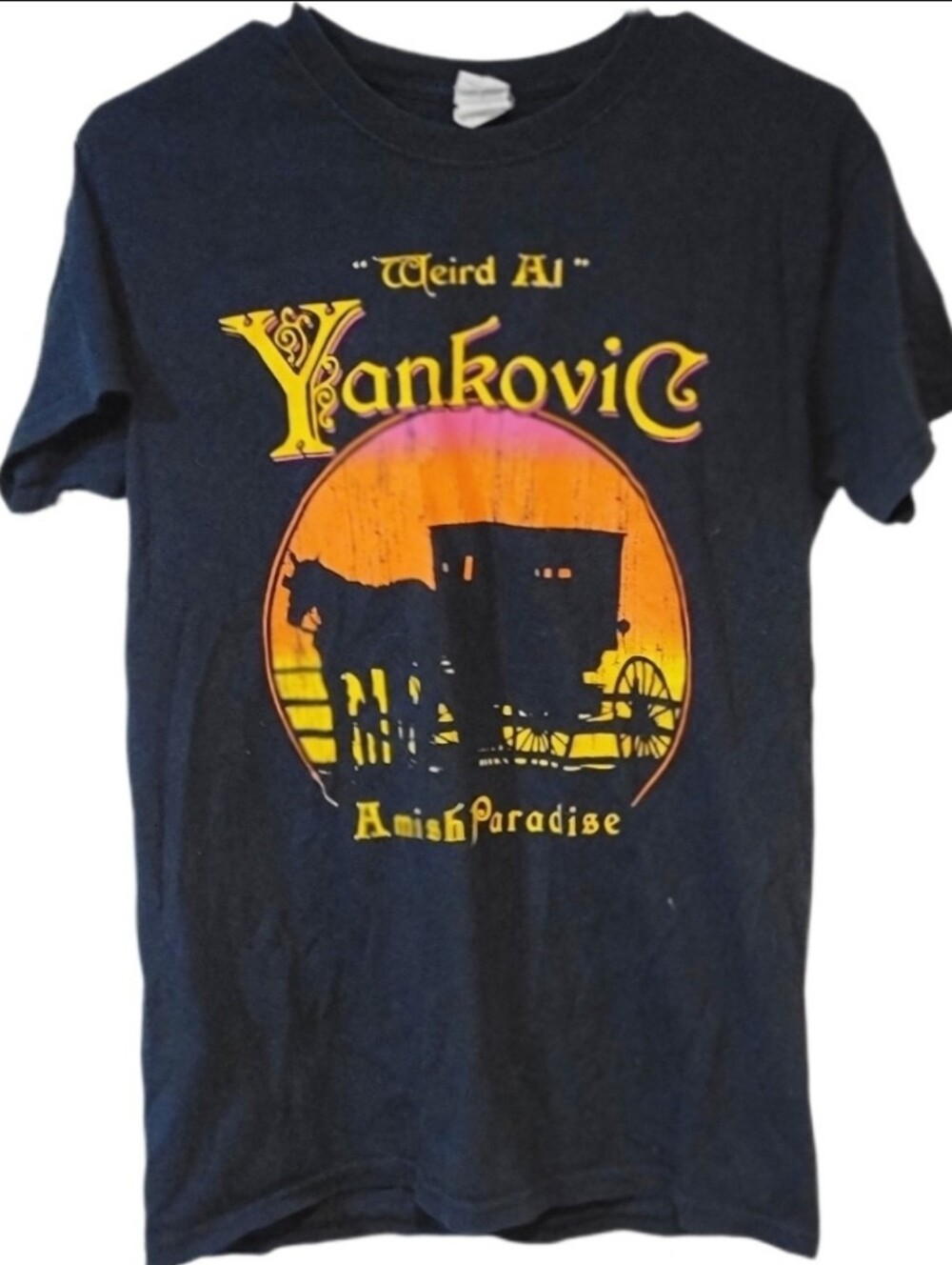 Vintage Y2K 2000s Weird Al Yankovic Amish Paradise Black Graphic Tee Shirt Small